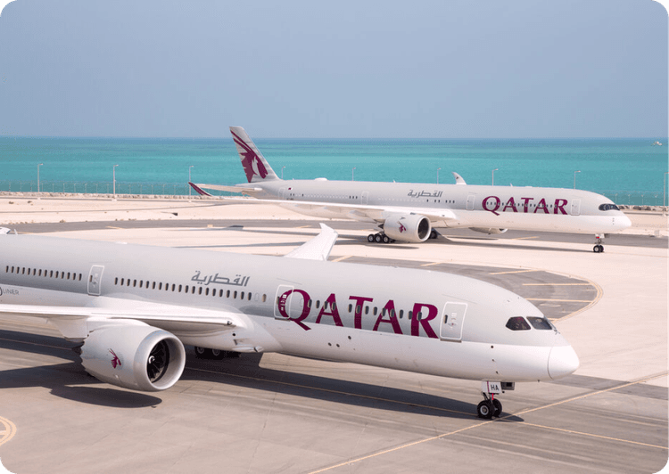 Qatar Airways flight booking interface